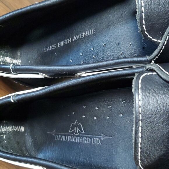 David Richard Ltd x Saks Fifth Avenue‎ Women's Black Leather Boat Deck Shoes 7B - Picture 6 of 9